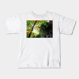 Scenery from Eremo di Soffiano in Sarnano between the Sibillini Mountains with foliage Kids T-Shirt